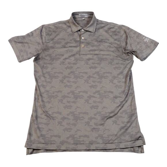 Peter Millar Summer Comfort Camo Gray Mens Golf Polo Shirt Bear Lakes Logo Small - Picture 2 of 7